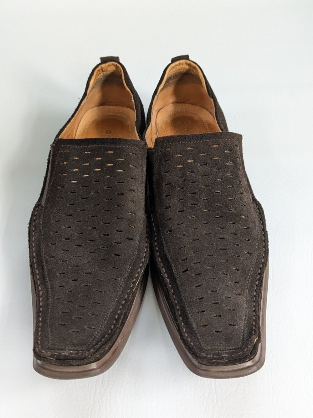 Vintage Men's Suede Loafers Winklepickers Size 42 US 8-8.5 Y2K Euro Brown - Picture 3 of 8